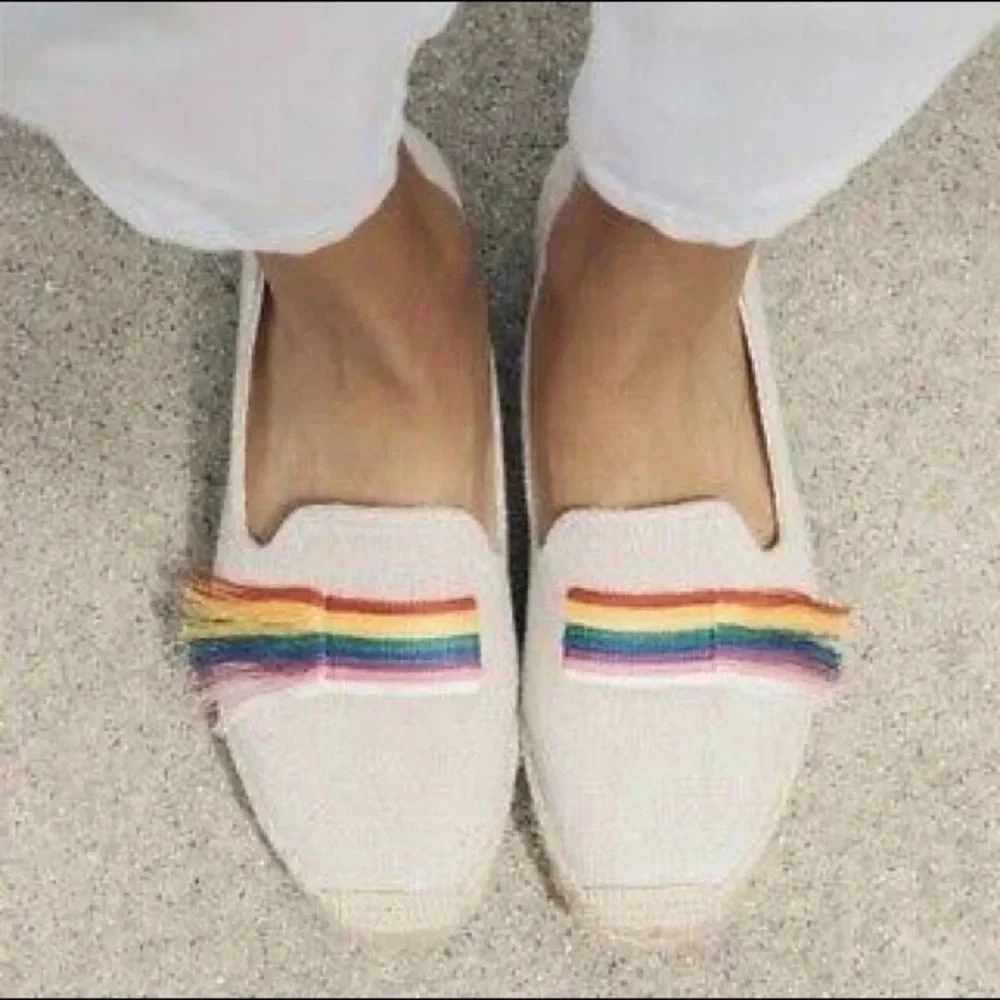Soludos rainbow pride flag espadrille loafer flats